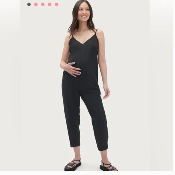 Hatch Pants - Hatch The Georgie Maternity Jumpsuit in Black 100% Cupro Size 0 NWT